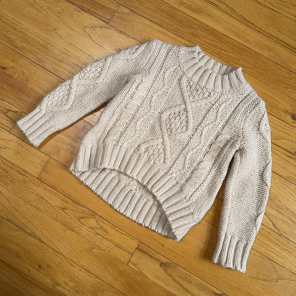 Gymboree Girls Cable Knit Beige Sweater Size 4 Cozy Preppy‎ Academia Fisherman